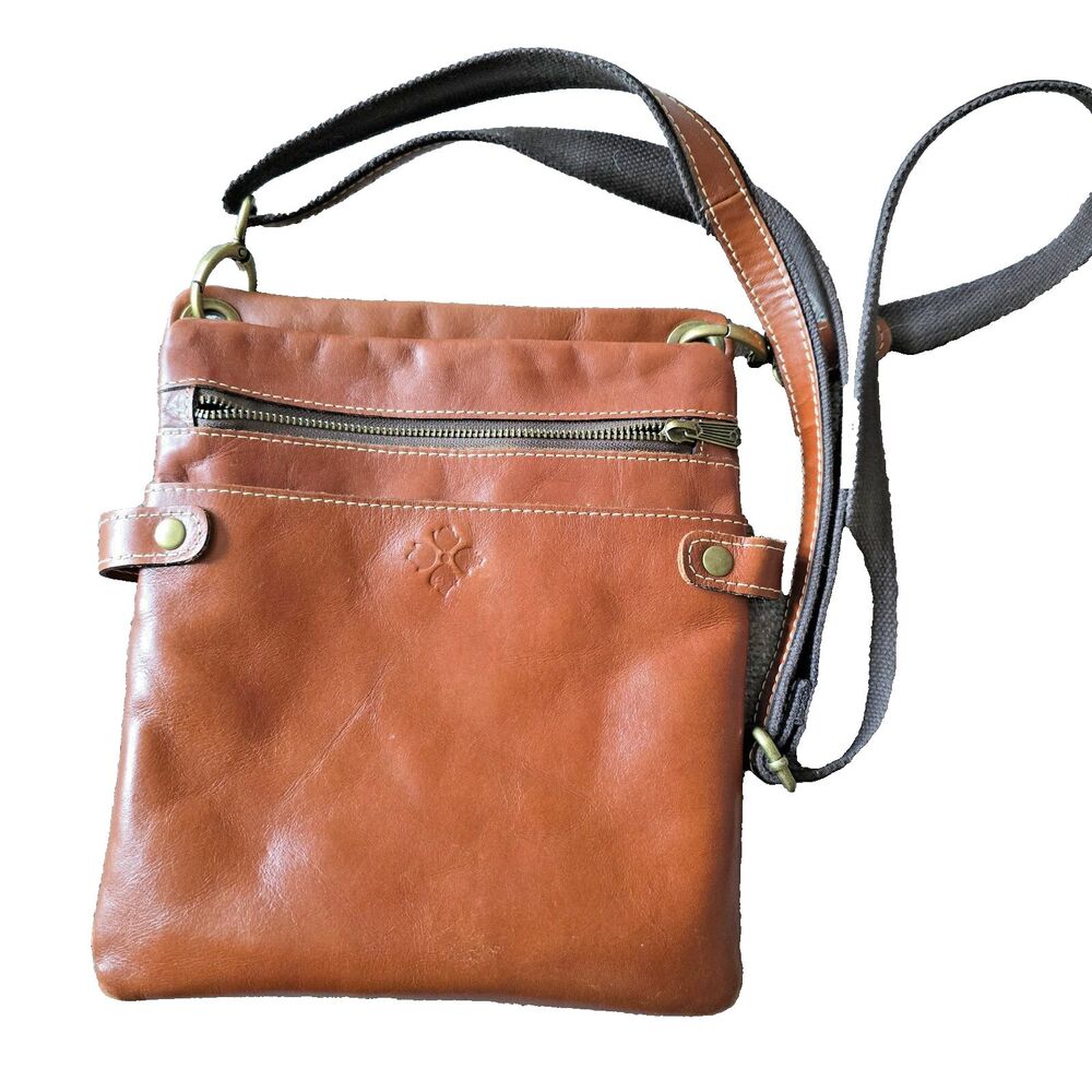 Patricia Nash Prizzi Brown Leather Crossbody Bag Purse Travel Pockets Adjustable